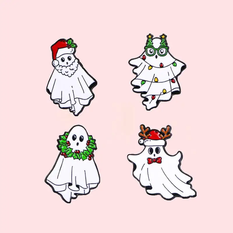 Christmas Magic Little Ghost Brooch Cute Pumpkin Head Enamel Pin Halloween Accessories Badge Clothes Bag Decoration jewelry Gift