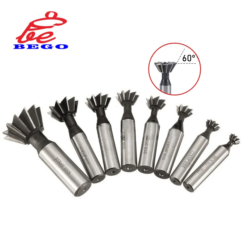 HSS 더브테일 밀링 커터, 60 도, 10mm, 12mm, 14mm, 16mm, 18mm, 20mm, 25mm, 30mm, 32mm, 35mm, 40mm, 45mm, 50mm, 60mm, 1 개