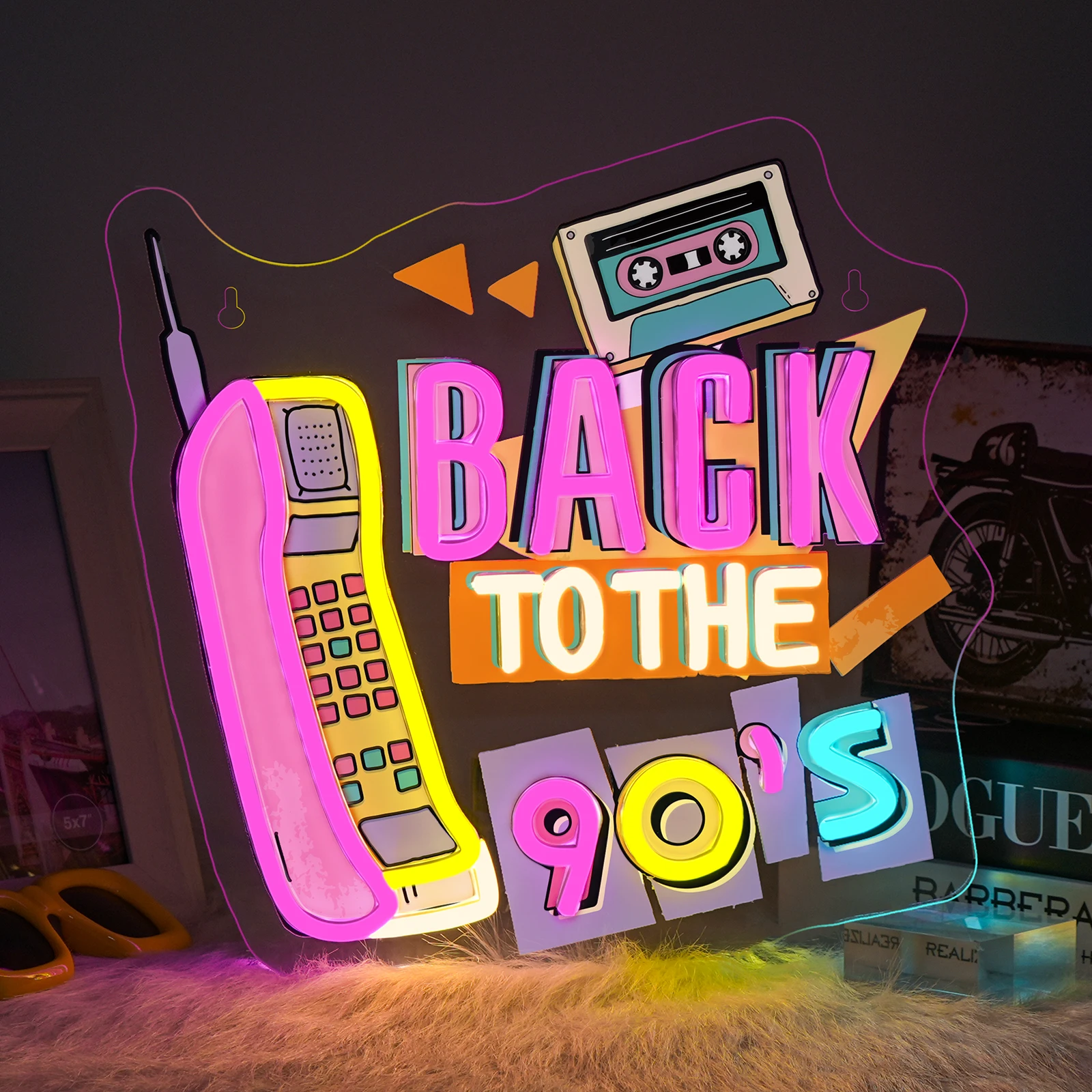 

Back To The 90'S Neon Sign for Wall Decor Colorful 5/12V USB Power with Dimmable Switch for Home Recreation Room Hotel Decor