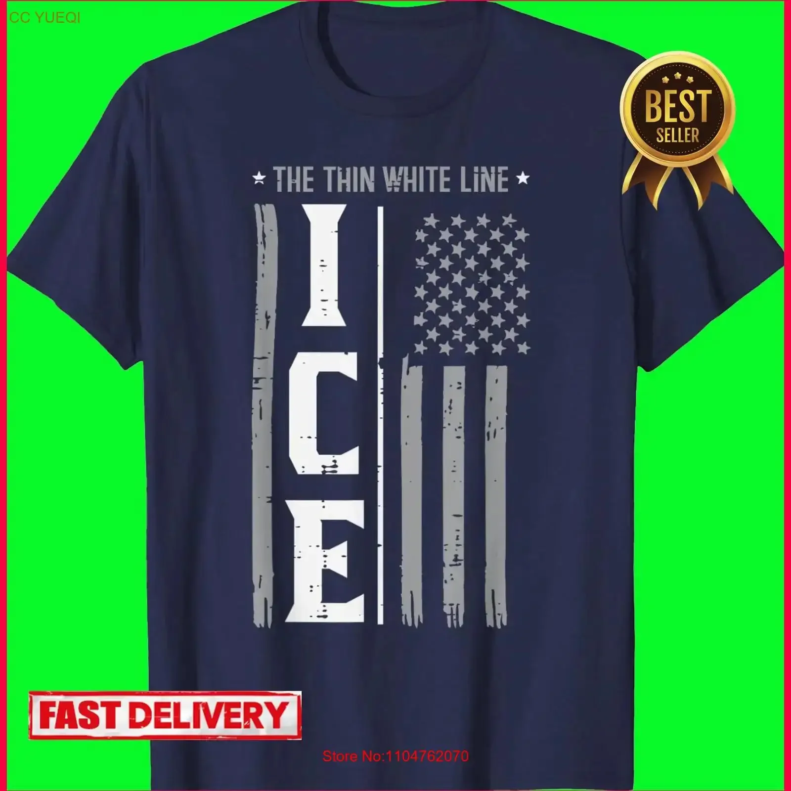 Immigrant Ice US Flag The Thin White Line T Shirt PDH49 long or short sleeves vintage Washed designer clothes fashion homme