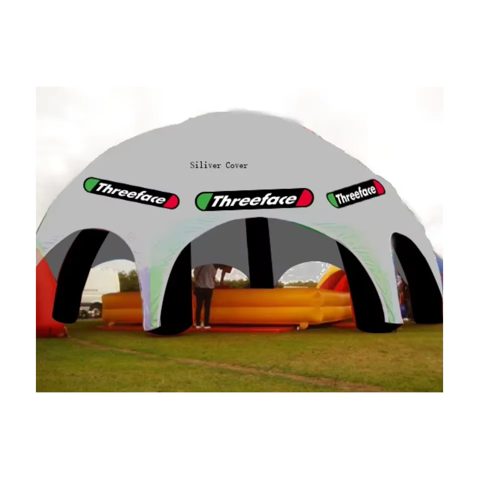 New Design Grey Igloo Inflatable Spider Tent with Half Dome Tarpaulin and Logo Includes Free Electric Air Blower for Italy