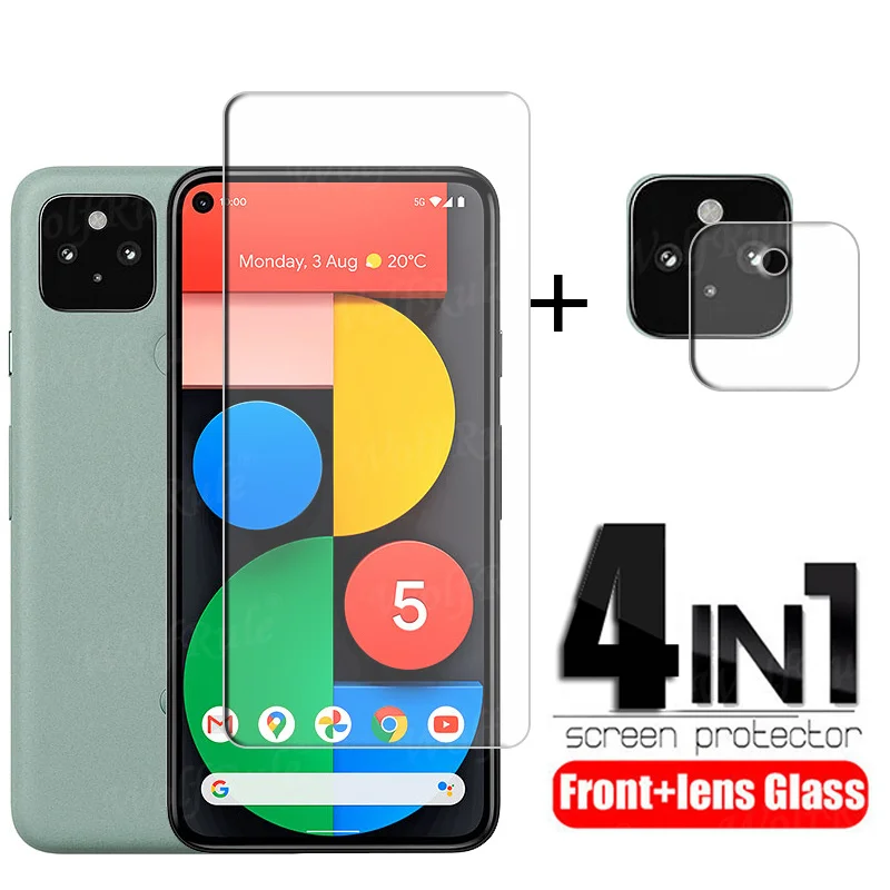 4-in-1 For Google Pixel 5 Glass For Pixel 5 Tempered Glass 9H Clear Transparent Screen Protector For Google Pixel 5 Lens Glass