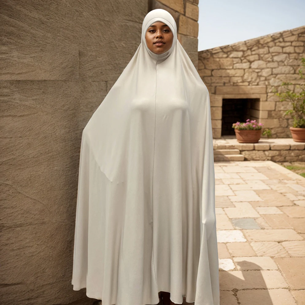 

Eid Prayer Garment Long Khimar with veil Islamic Women Hijab Sleeveless Top Abaya Jalabiya One Piece Ramadan Muslim Arab Clothes