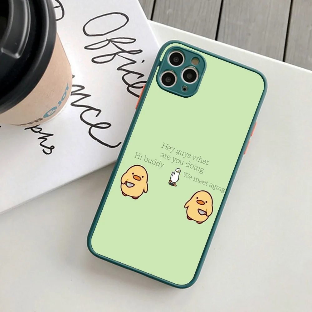 Cute Duck Holding a Knife Phone Case for iPhone 14 11 12 13 Mini Pro Max 8 7 Plus X XR XS MAX Translucent Matte Cover