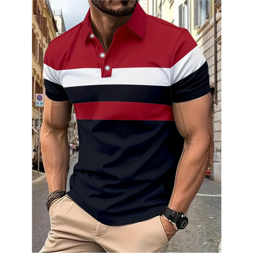 Men's Casual Polo Shirt With Fashionable Design Micro Elastic Comfortable Fabric Plus Size Lapel Casual Short Sleeved Top