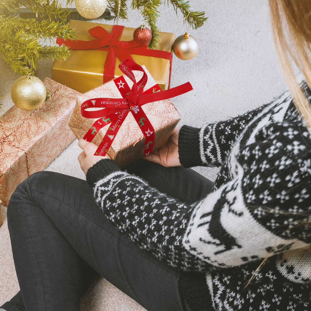 

Christmas Decoration Fabric Gift Wrapping Ribbon For Crafts Diy Ribbon Party Supplies Hair Accessories Packing String