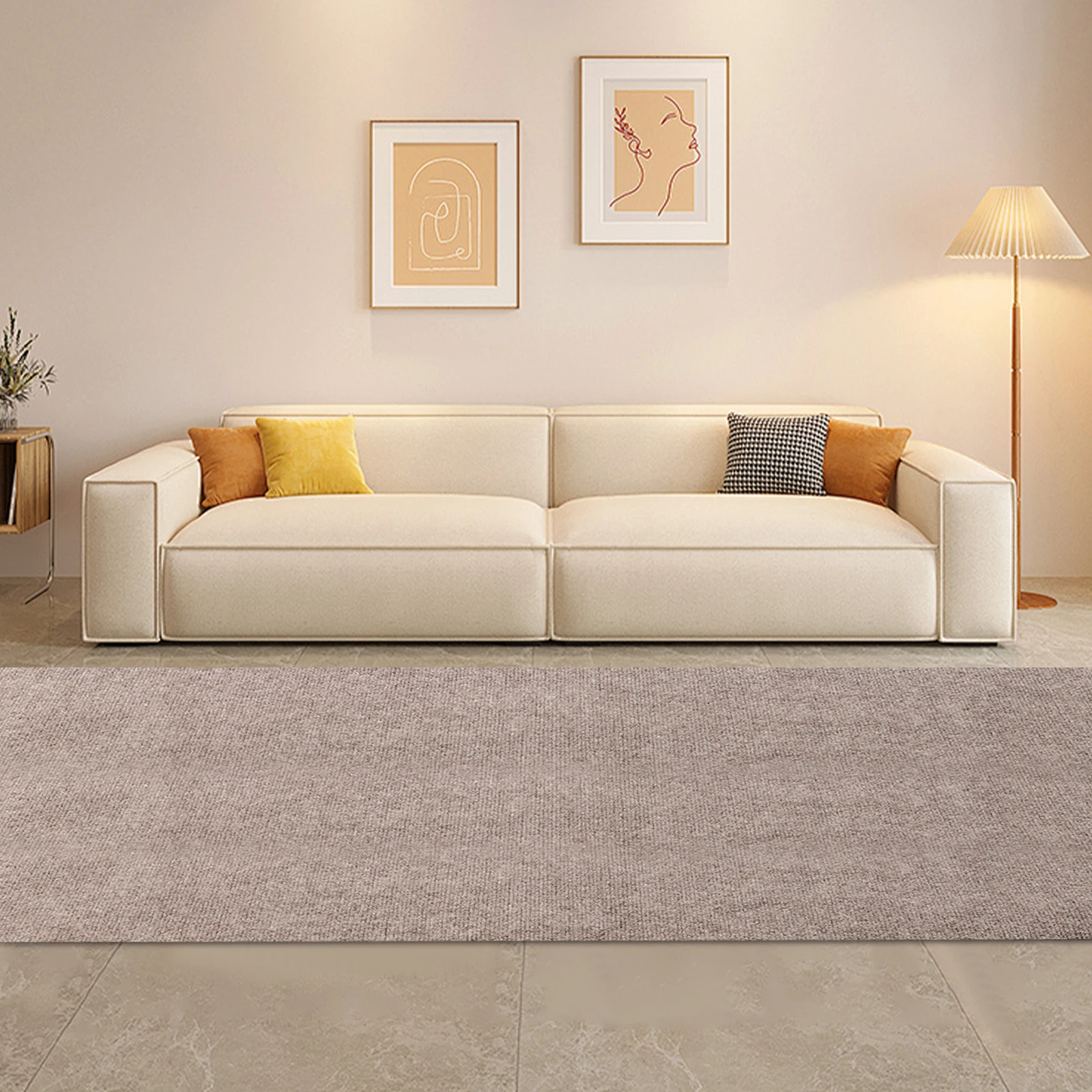 

Camel Color Striped Indoor/Outdoor Floor Mat(9.84x3.94ft)—Polyester+TPE(Water/Oil-Absorbent), Anti-Slip Bottom, Free Cutting