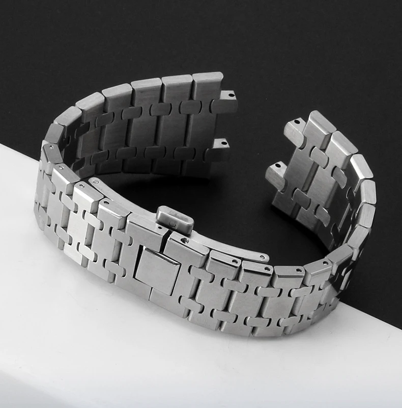 For AP ROYAL OAK 15400 15500 Watch Strap 316L Solid Stainless Steel Watchband 26mm*9mm Men Silver Special Interface Bracelet