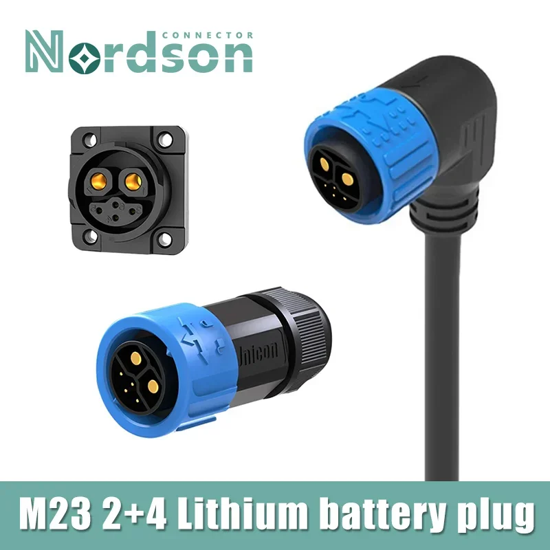 

2+4 Waterproof Rechargeable Battery Aviation Plug M23 Electric Motorcycle Battery Charging Connector 6pin Male Female Connector