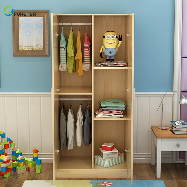 원목 어린이 옷장 두 개의 작은 싱글 옷장 캐비닛