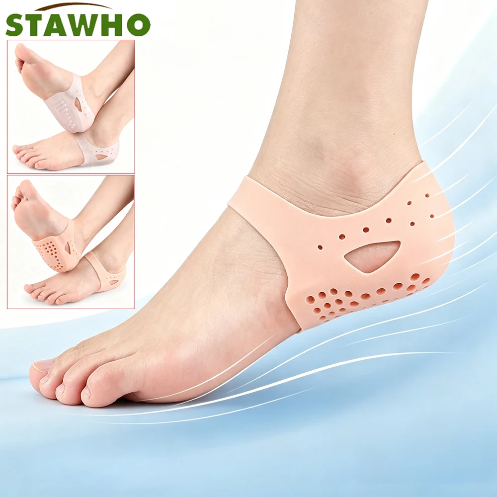 1Pair Gel Heel Moisturizing Sleeves w/ Silicone Cushion,Reusable Foot Socks for Cracked Heels Walking,Pedicure & Dry Foot Repair