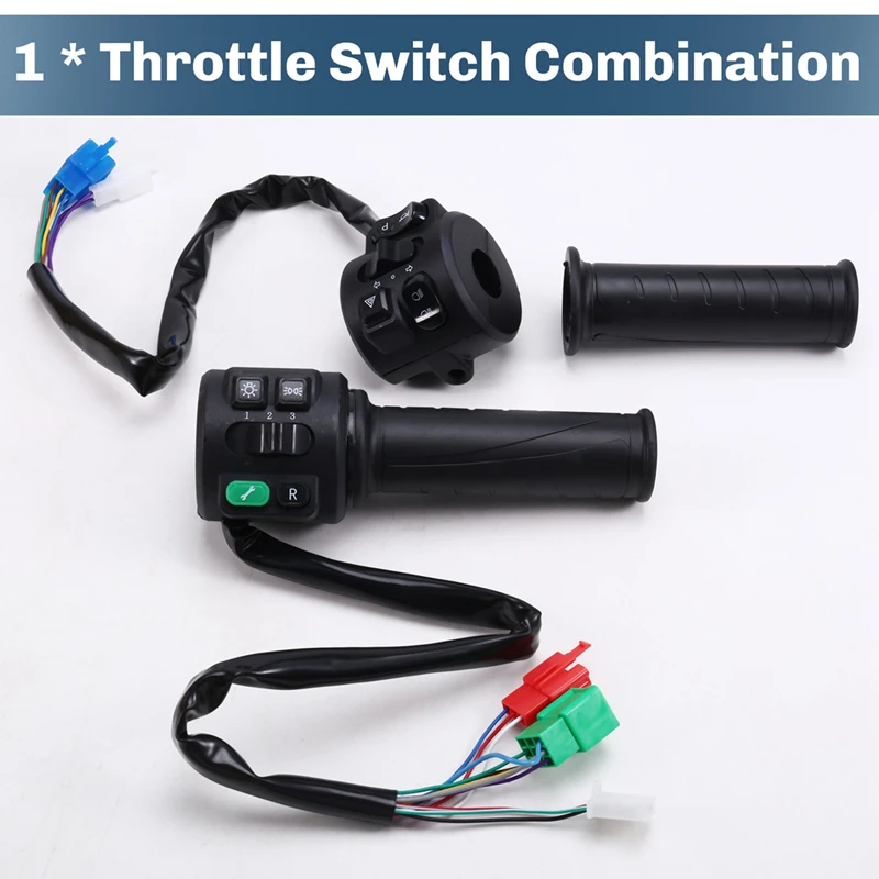 T08 Hall Type 48V 60V 72V With Three Speed Parking Reverse Comb Function Twist Throttle For Electric Motorcycle Scooter