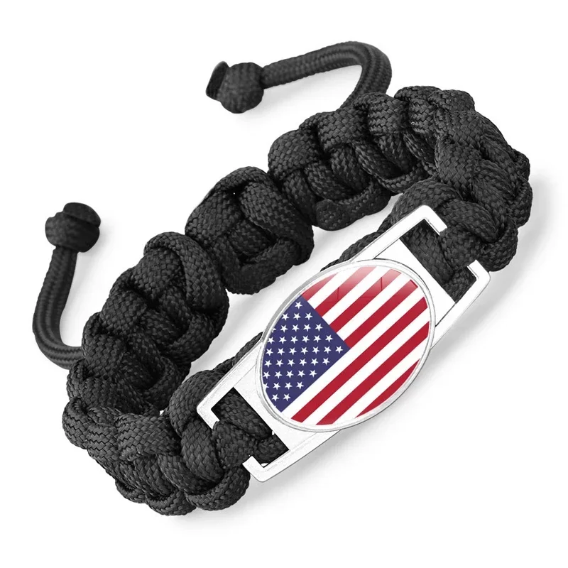 Multi-functional Outdoor 7-cell Flag Brand Parachute Cord Survival Bracelet for Camping, Biking, Hiking, Emergency Rescue, Etc.