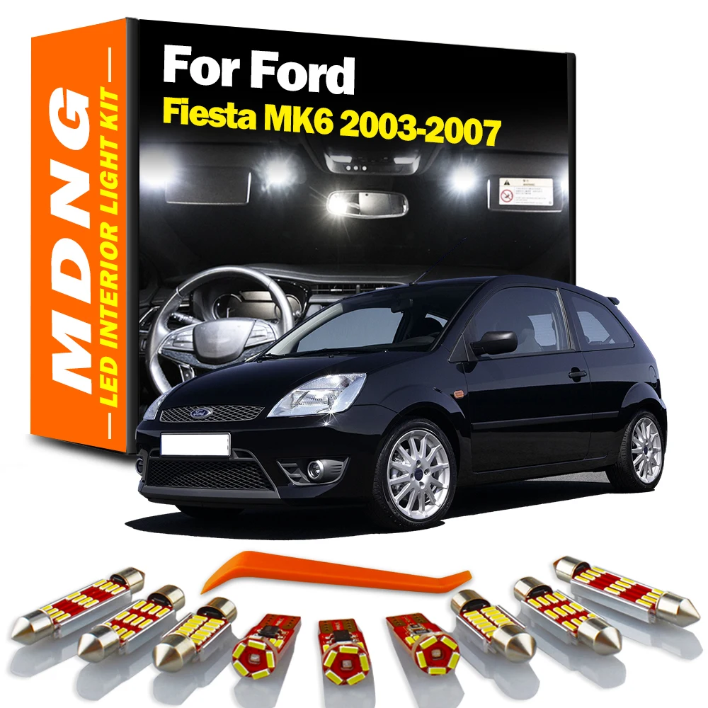 MDNG 13Pcs LED Bulb Interior Dome Map Trunk License Plate Light Kit For Ford Fiesta MK6 2003 2004 2005 2006 2007 Car Accessories