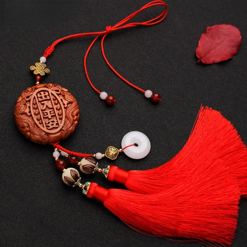 

Car pendants mahogany in and out of Ping 'an carved car interior car accessories auspicious.