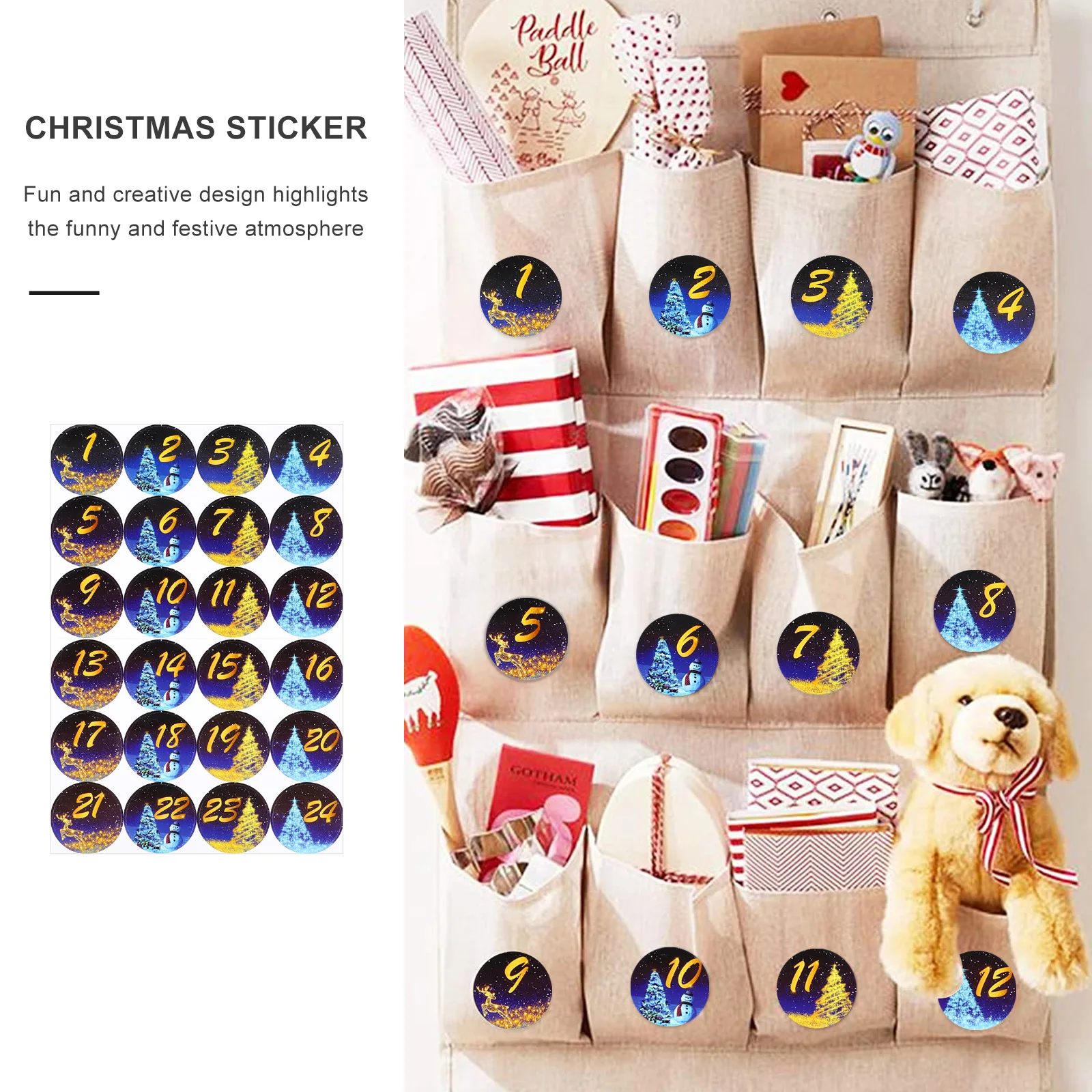 

6 Sheets Stick Digital Christmas Stickers Decoration Packing Bag Envelope Decals