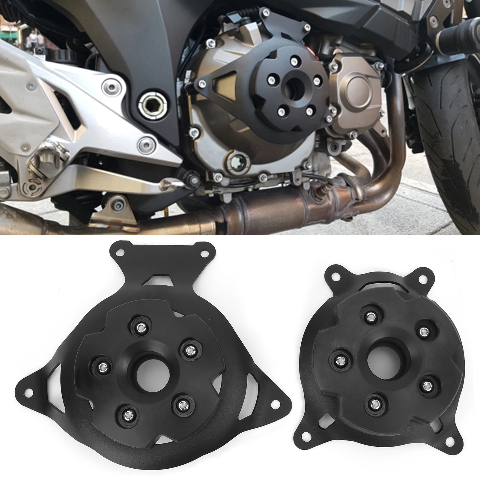 2PCS Motorcycle Engine Cover Replacement for Kawasaki Z750 Z800 ZR750 ZR800 2013‑2017