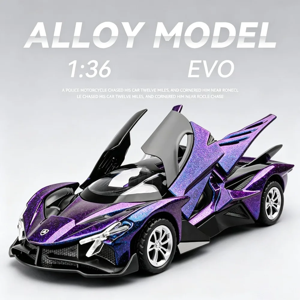 1:36 Scale Alloy Apollo EVO Models Miniature Cars Toys Rubber Tires Vehicle with Light Music Supercar Perfect Gifts for Hobbyist
