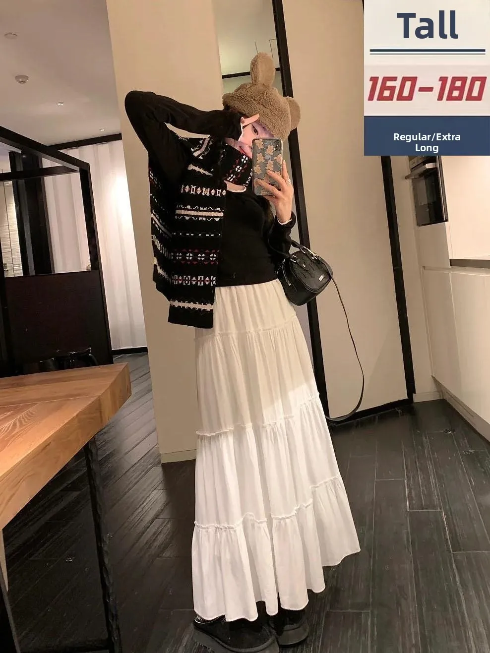 

Slimming Long Cake Skirt for Tall Women 75 Thiened Autumn Sweet Versatile White Dra Fem Sle Commute High Waist