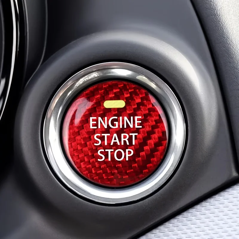 1 Stück Kohlefaser-Start-Stopp-Knopf-Abdeckung Zündschalter-Dekoraufkleber für Mazda3 Mazda6 CX3 CX5 CX9 MX5 Miata Modifikation – Detail 3