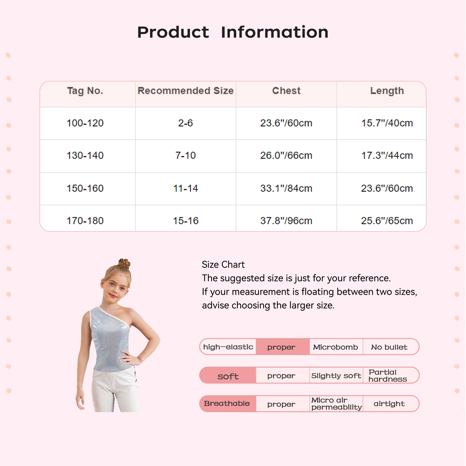 سترة تشجيع معدنية للأطفال البنات بكتف واحد بدون أكمام، ملابس رقص الجاز، ملابس رقص الهيب هوب والجاز الأنيقة