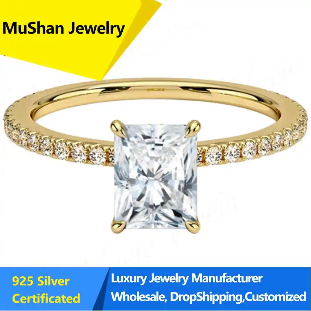 MuShan Jewelry S925 Sterling Silver Eagle Claw Ring with Cultured Diamond 1 Carat Wedding Ring Redion Cut Diamond Ring Wome