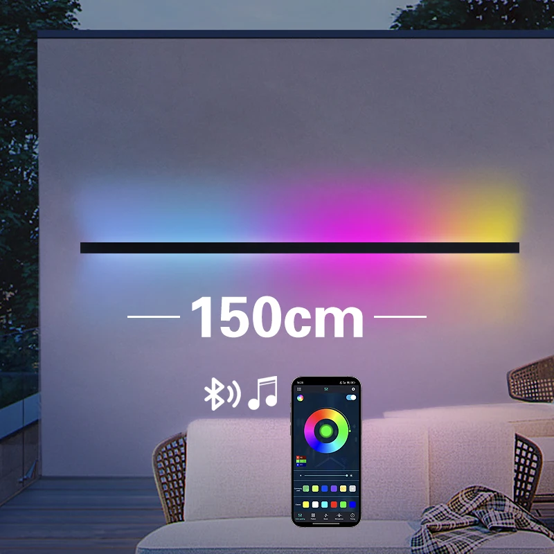 120CM/150CM LED Long Wall Lamp Waterproof RGB WS2812B APP Control Music Smart Lamp Garden Balcony Porch Home Decor