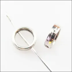 80Pcs Tibetan Silver Color Round Spacer Frame Beads Charms 8.5mm