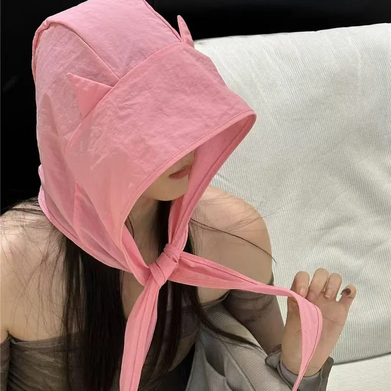 2026 Fashion Summer Fisherman Hat with Strap Trendy Qiuck Dry Cute Ear Design Sunshade Caps for Summer Beach Fishing Hiking