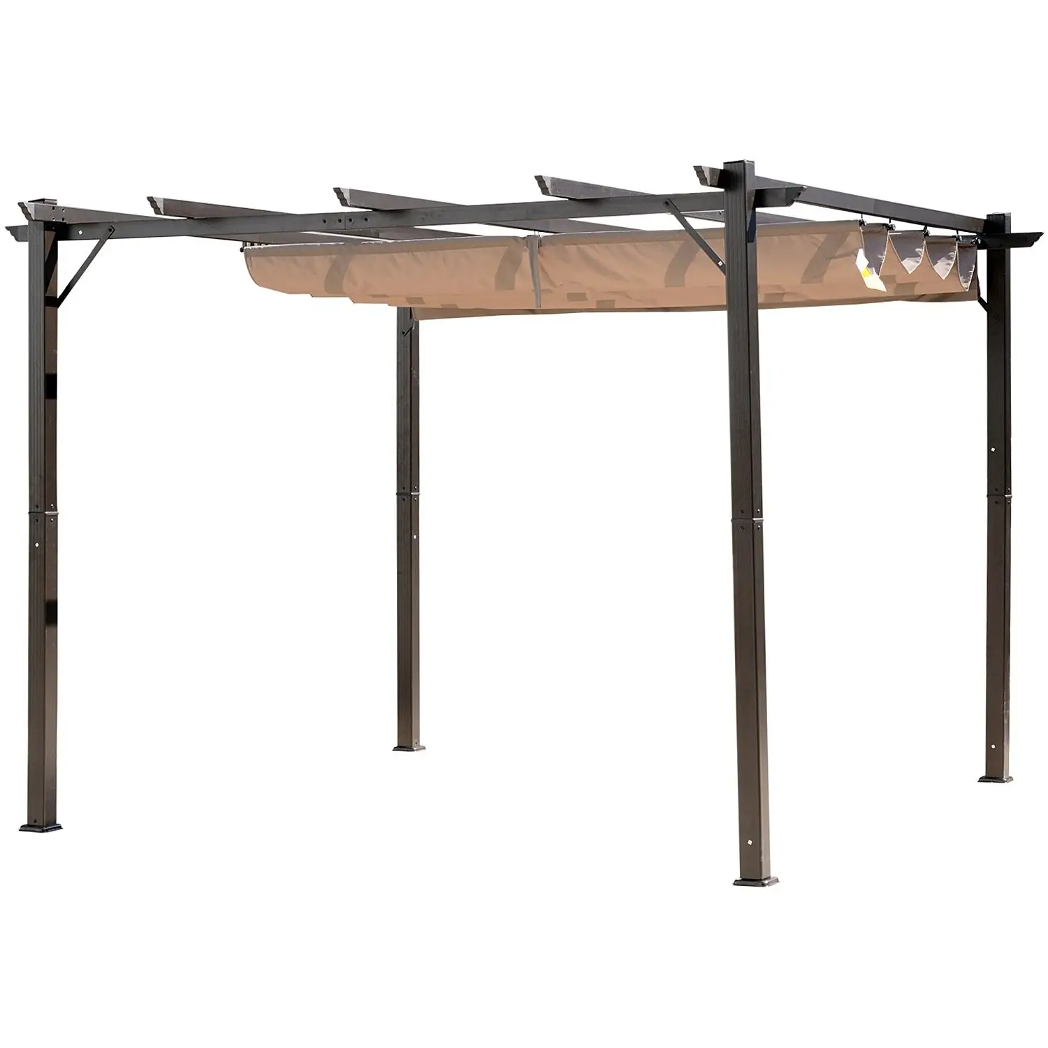

For Outsunny 10x10 ft Aluminum Patio Pergola Outdoor Retractable Canopy Backyard Shade Shelter Brown