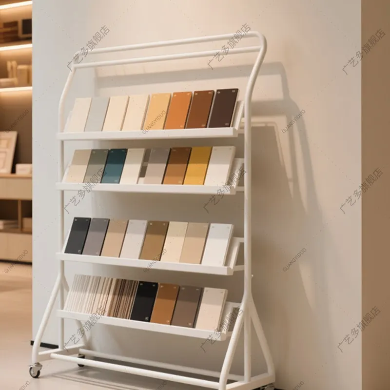Floor-to-ceiling building materials swatch cart shelf sample rack ceramic stone display rack clothing cabinet door panel swatch