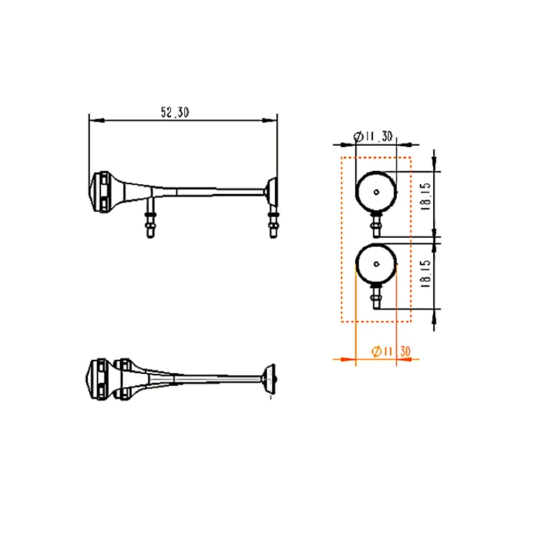 LESU Long Metal Roof Horn for 1/14 RC Tamiyaya Trailer Tractor Truck DIY Remote Control Toys Car MAN Th16410-SMT3