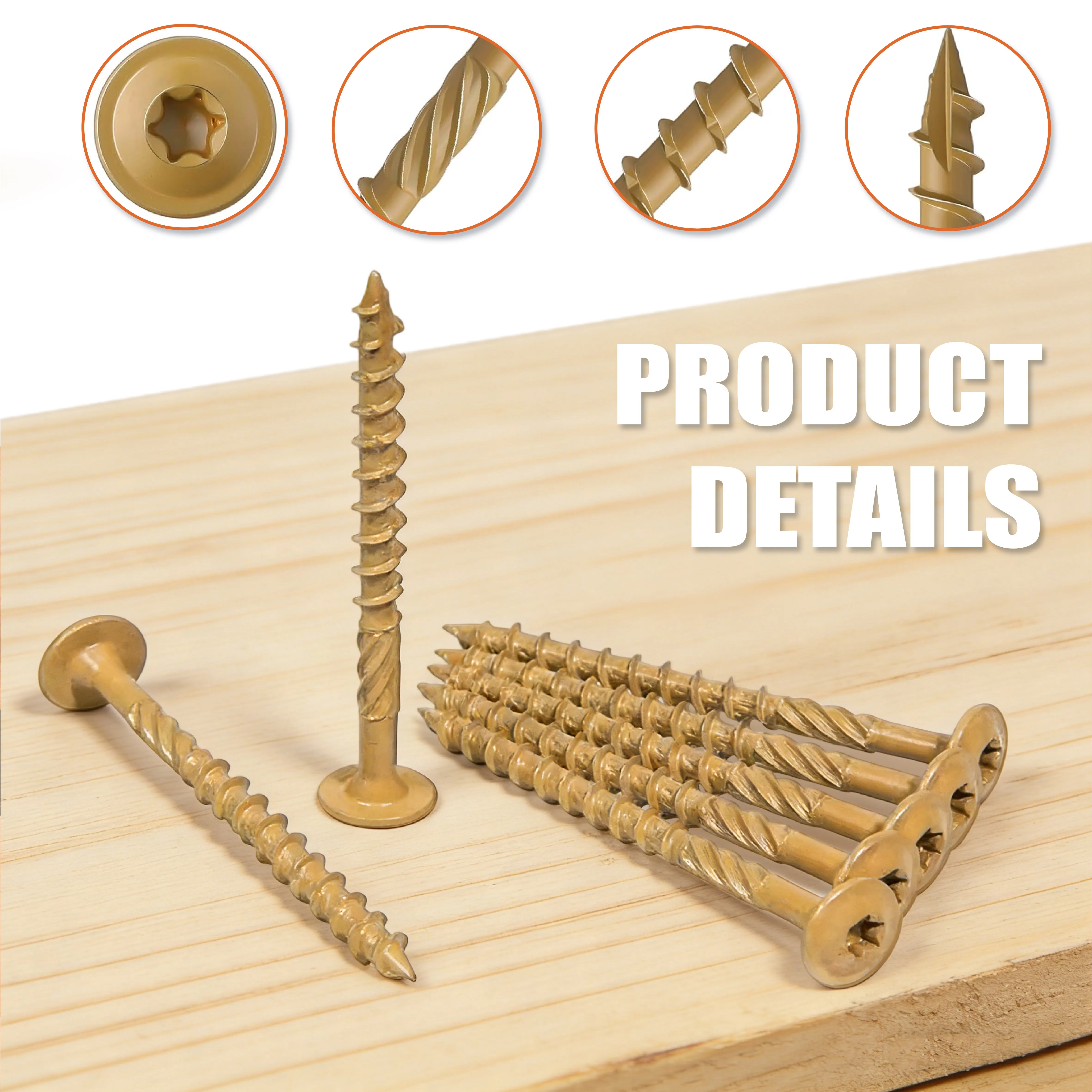 30pcs Heavy Duty Lag Screws - #14×3/4/5/6inch Targe Wood Structural Screws with Oxide Coating, with 1pcs Star Drive Bit & Self-Locking, Full Thread for Lumber, Black/Yellow, Ideal for Outdoor, Home And Industrial