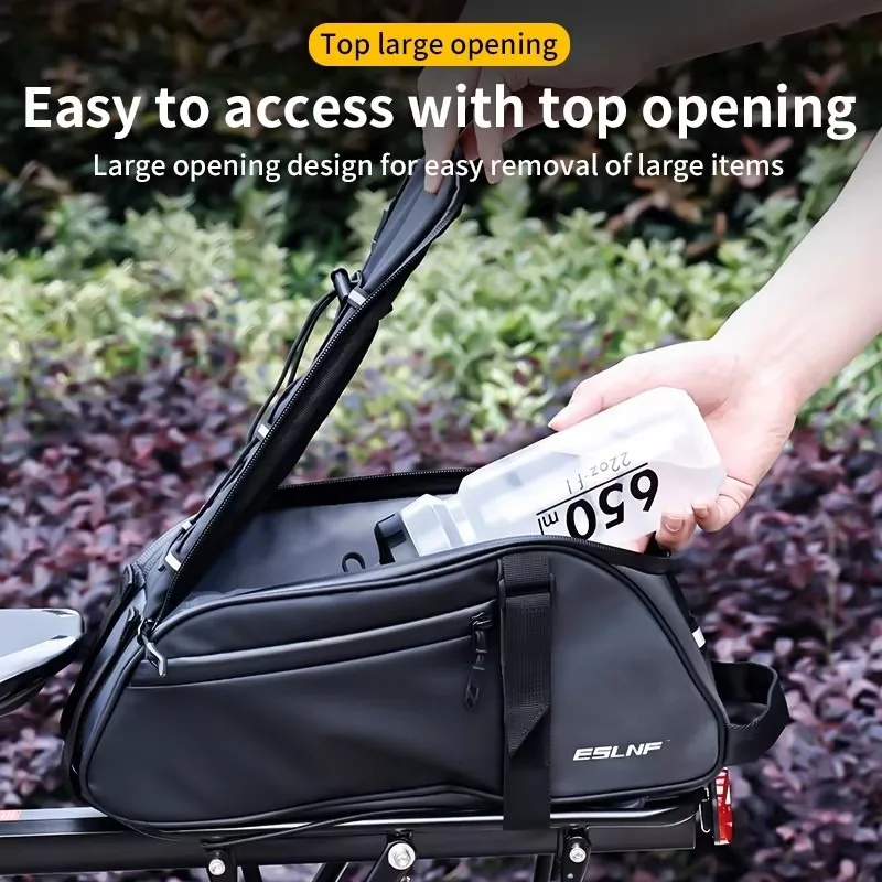 ESLNF Bike Rear Rack Bag Large Capacity Rear Cargo Bag Rainproof Reflective Material Backpack Bicycle Pannier Luggage Carrier