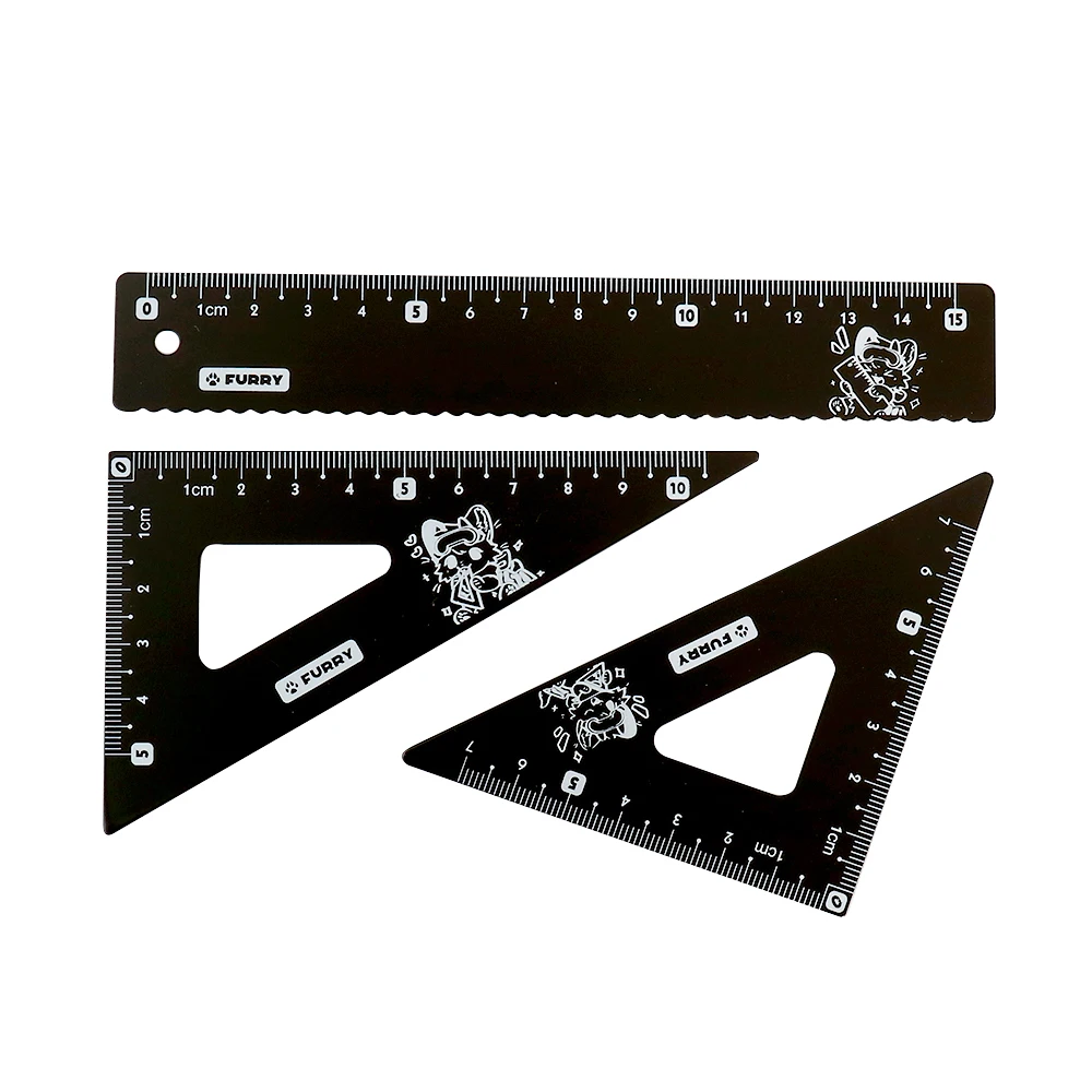 Metal Ruler School Drawing Measuring Triangle Ruler for Kids Learning Angle Straight Ruler Set Office Accessories Supplies
