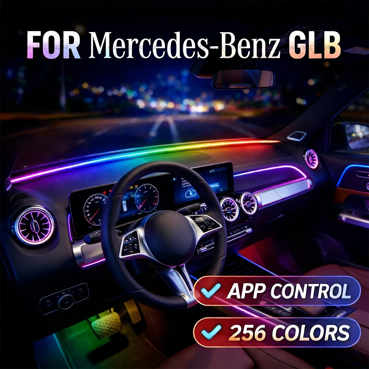 

For Mercedes-Benz GLB Automotive decoration light strip,colorful acrylic front windshield soundproofing strip,ambience light