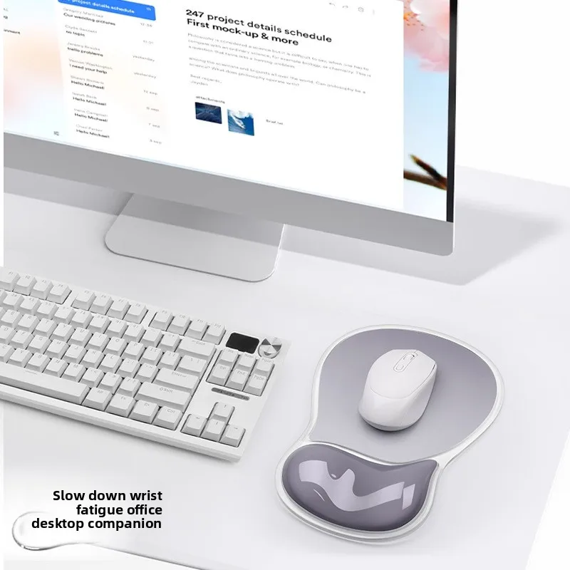 Crystal Clear Silicone Wrist Rest Mouse Pad Translucent Gradient Desk Mat for Office Gaming 11 Color Options
