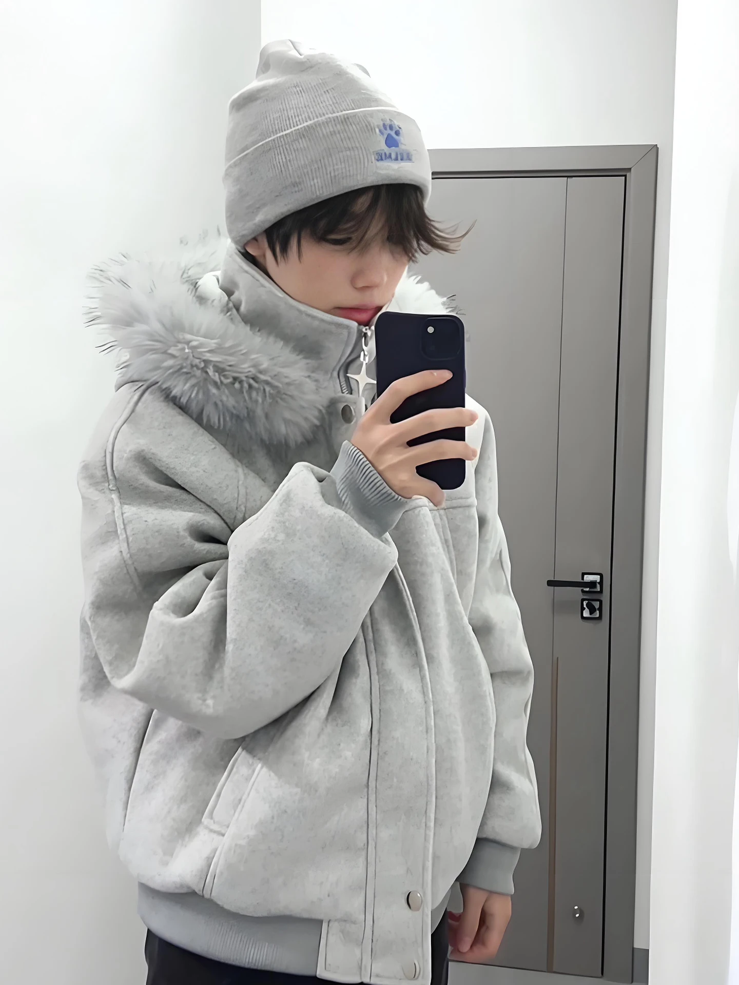 

Thiened Winter Coat for Men with Hat Hooded Woolen Jaet Boys Warm Coat with Fur Collar Splicing Couple Cotton Clothes