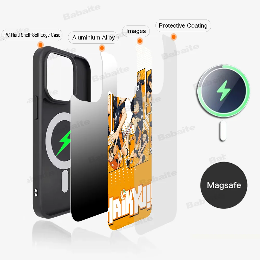 H-Haikyu Phone Case Magnetic Case For iPhone 16 14 13 12 11 15 Pro Max Plus For Magsafe Wireless Charge Cover