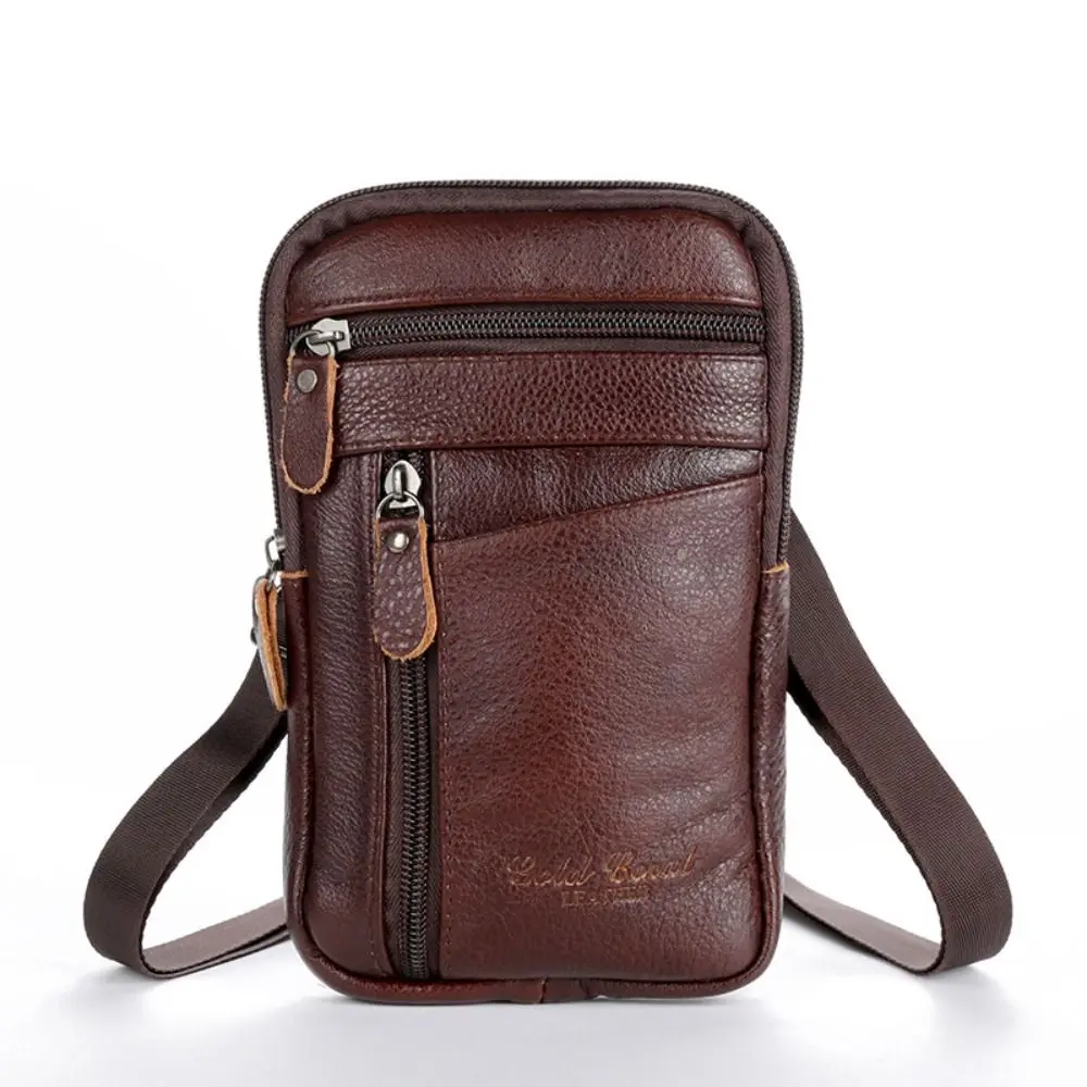 

Genuine Leather Crossbody Phone Bag Single/Double Layer Large Capacity Phone Chest Bag Waterproof Universal Messenger Bag