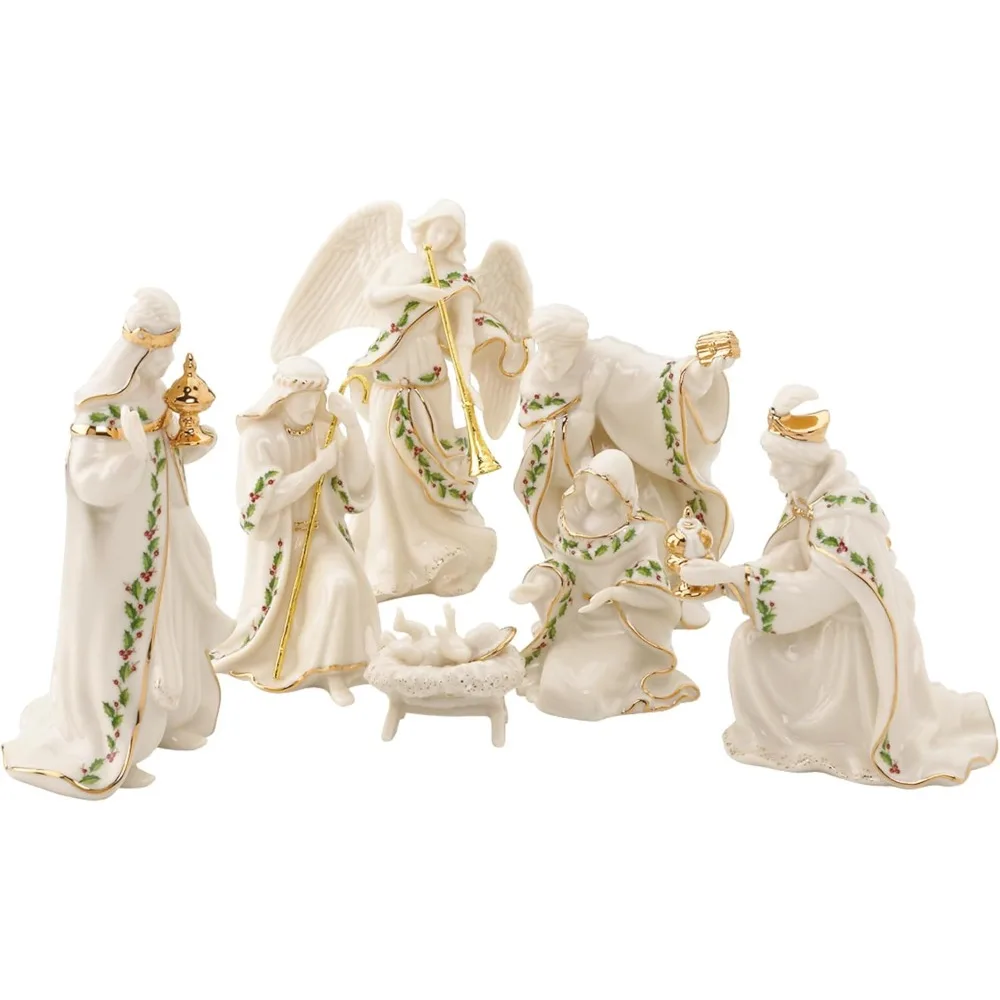 806053 Holiday 7-Piece Mini Nativity Set, 4-Inch, 7 Count, Christmas Decor