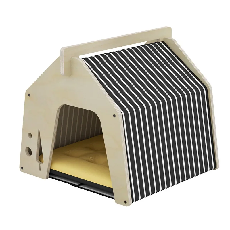 Wooden Cat Beds for Indoor Cats, Rabbit Hideout Bunny House Small Animal Rest and Play House for Dog Hideout Habitat