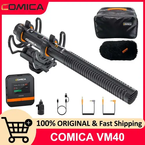 COMICA VM40 Micrófono de escopeta con modos inalámbricos, 48 kHz/32 bits, almacenamiento de 32 GB, micrófono de cámara súper cardioide para cineasta, Vlogge