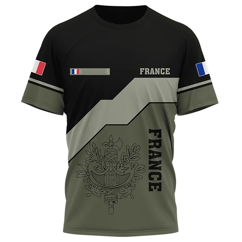3D France Flag Forest Camouflage Graphic T Shirt for Men Clothing French Football Jersey T-shirt Short Sleeve Tops Tee Shirts