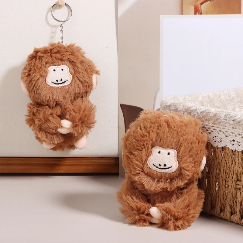 Kawaii Monkey Plush Toy Cartoon Stuffed Animal Doll Keychain Cute Plush Doll Backpack Pendant Bag Charm Car Key Accessories