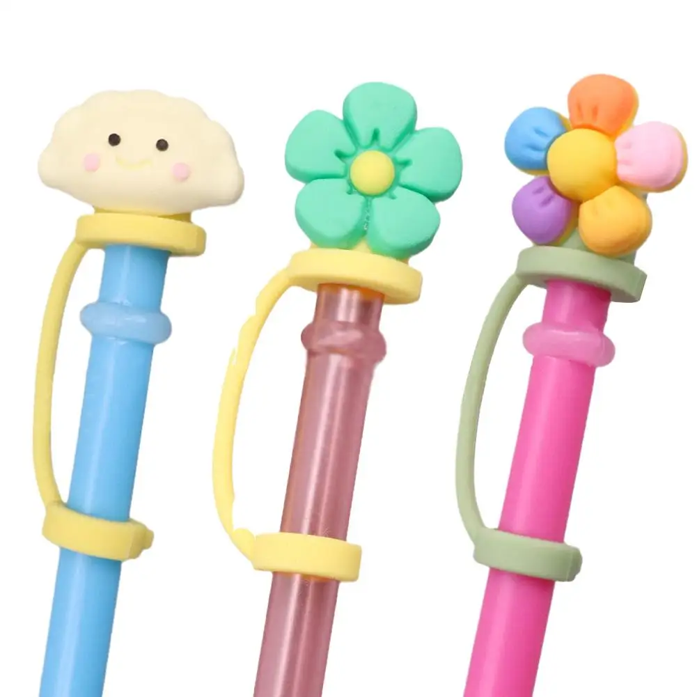 Silicone Straw Covers Cap for Monkle Accessories Straw Topper Reusable Dust-Proof Straw Tips Sealing Tools Cartoon Style