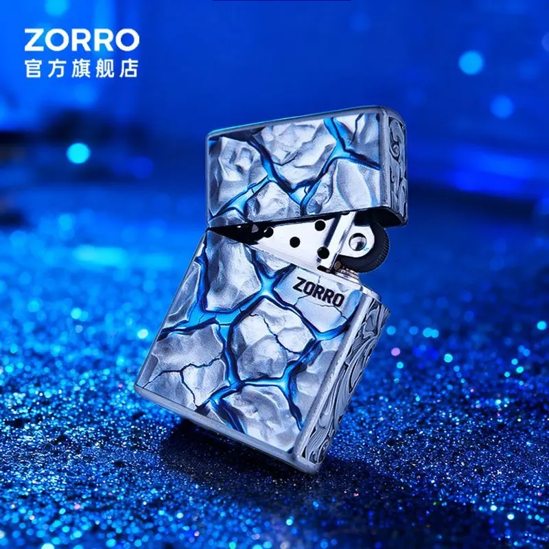 

Новая бронзовая зажигалка Zorro с эффектом кракелюра, с золотым камнем и точильным колесом, ветрозащитная, подарок для мужчин, аксессуары для курения