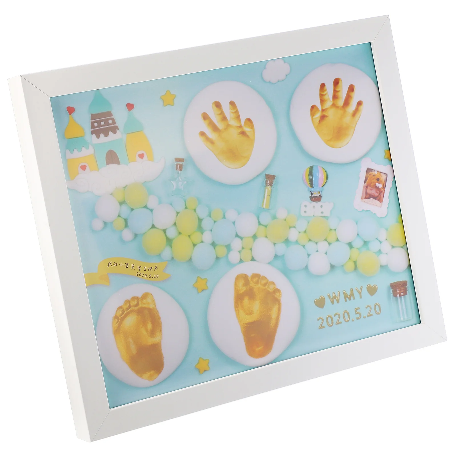 

1 set Baby Hand Foot Frame Set Durable Safe Material Clear Print Keepsake For Newborn Infant Handprint Footprint