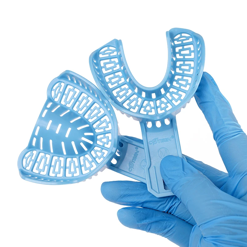 3 Pairs Dental Implant Tray Plastic Teeth Holder Full Mouth Partial Mold Tray Disposable Impression Trays S/M/L Dentist Tools