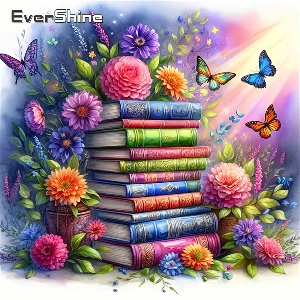 Evershine Vollflächige Diamant-Malerei Chrysanthemen-Mosaik Schmetterling-Bild Strass-Stickerei Buch-Dekoration für Zuhause
